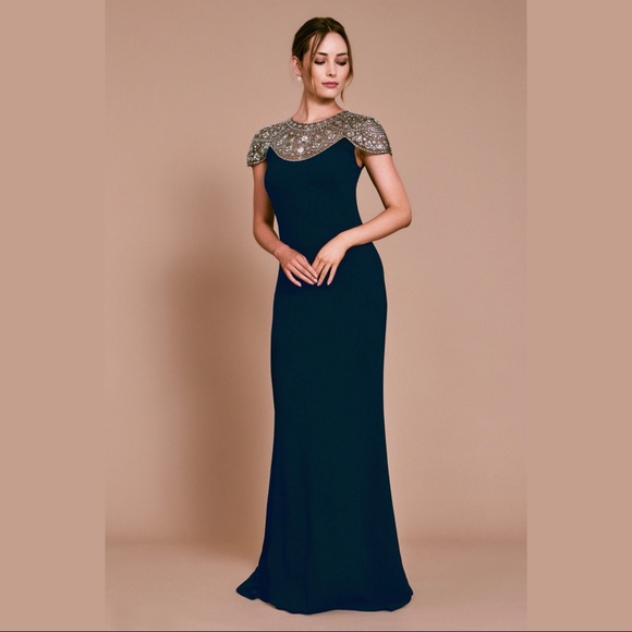 Tadashi Shoji Dresses & Skirts - TADASHI SHOJI - AFTON CRYSTAL EMBELLISHED CREPE GOWN